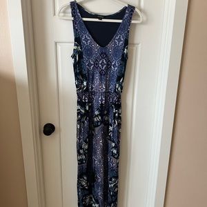 Lucky Brand Size Small Purple Blue Paisley Sleeveless Knit Boho Maxi Dress